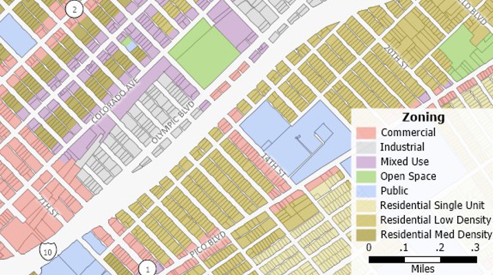choropleth map of nominal data: this choropleth map shows how each parcel is zoned